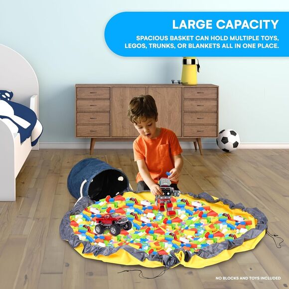 Large Toy Storage Basket and Play Mat for Kids Foldable Storage Organizer Box - Picture 2 of 6